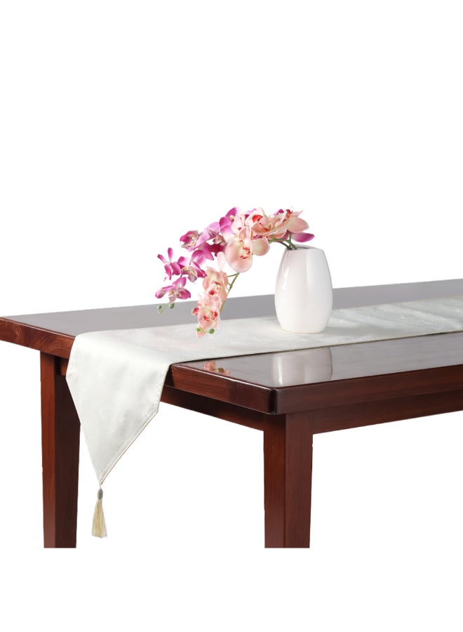 Patterned Elegant Table Runner White and Gold 33 x 180 cm HYN-07TR